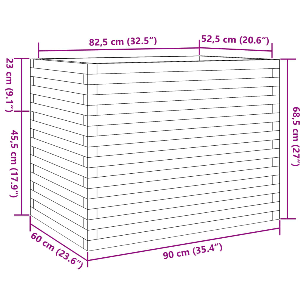 vidaXL Plantenbak 90x60x68,5 cm geïmpregneerd grenenhout