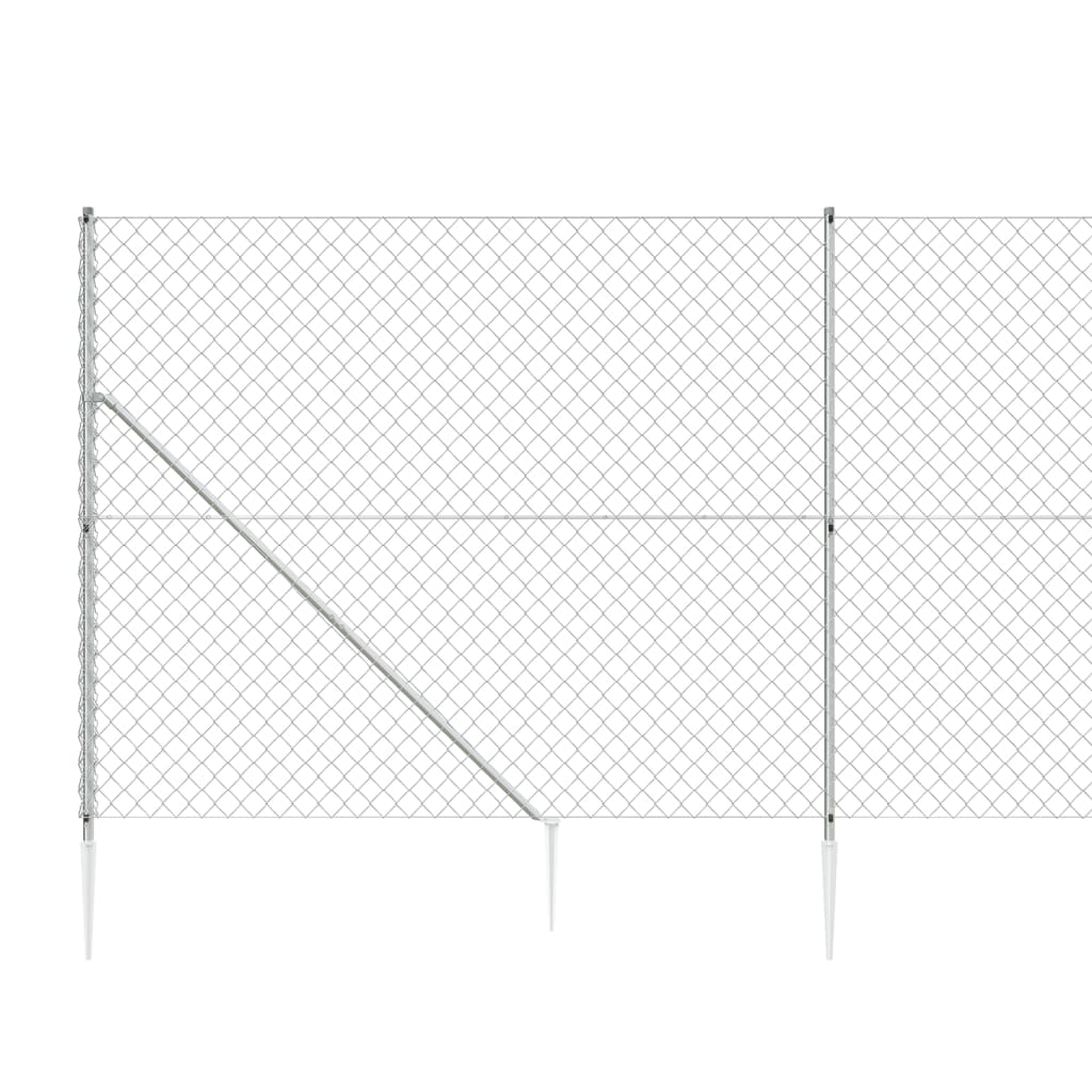 vidaXL Gaashek met grondankers 1,6x25 m zilverkleurig