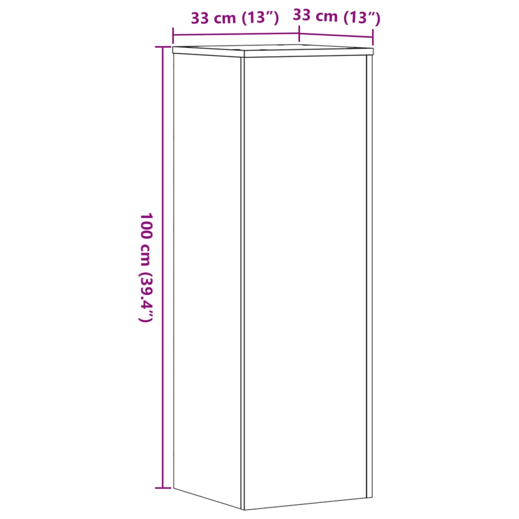 vidaXL Plantenstandaard 33x33x100 cm bewerkt hout grijs sonoma eiken