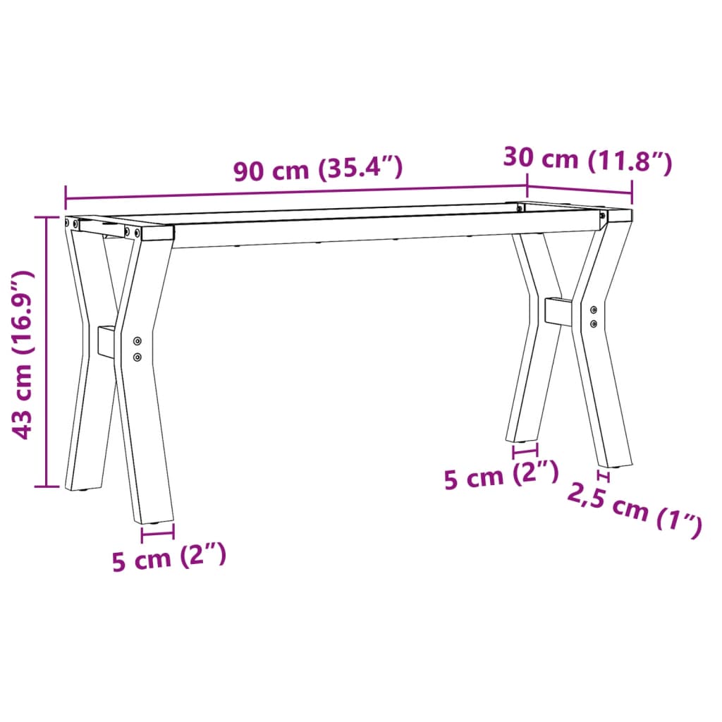 vidaXL Salontafelpoten Y-frame 90x30x43 cm gietijzer