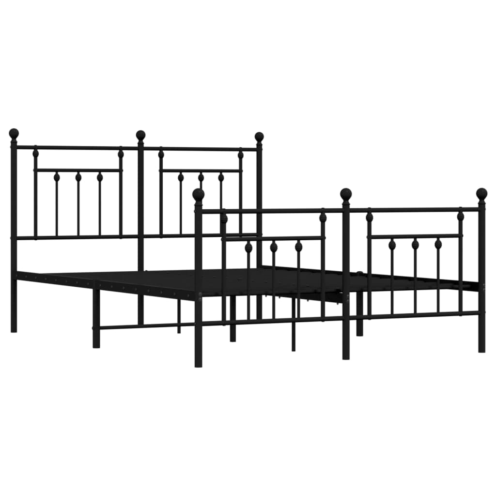 vidaXL Bedframe met hoofd- en voeteneinde metaal zwart 140x190 cm