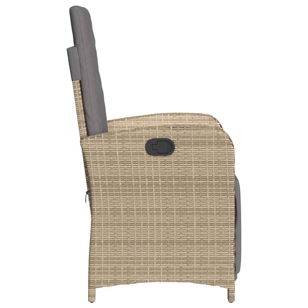 vidaXL Tuinstoelen 2 st verstelbaar voetensteun poly rattan beige mix