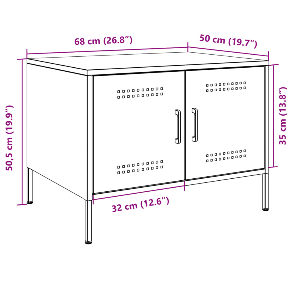 vidaXL Salontafel 68x50x50,5 cm staal roze