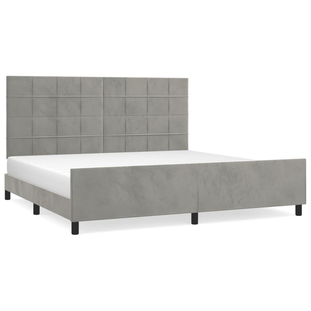 vidaXL Bedframe met hoofdeinde fluweel lichtgrijs 200x200 cm