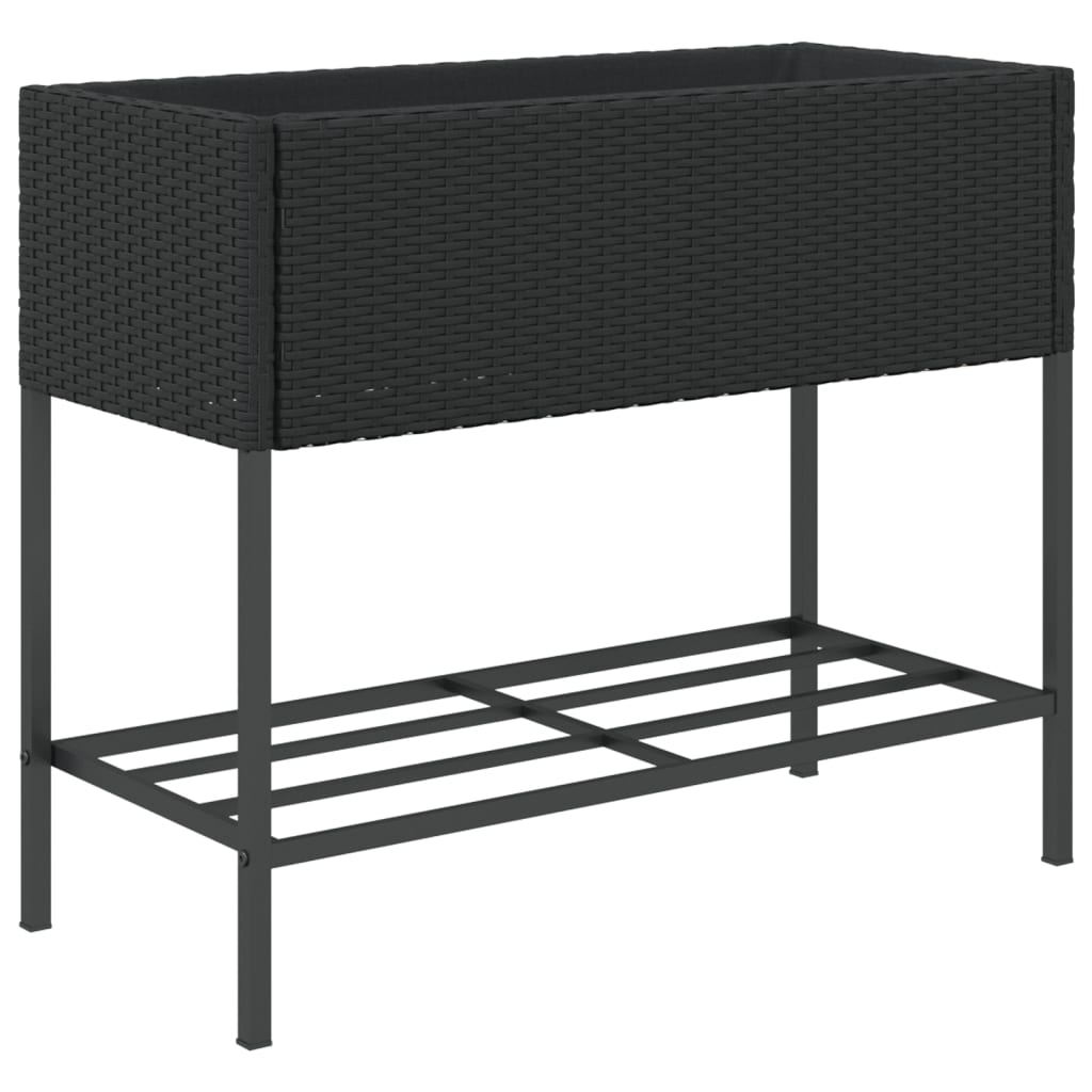 vidaXL Plantenbakken met schap 2 st 90x40x75 poly rattan zwart