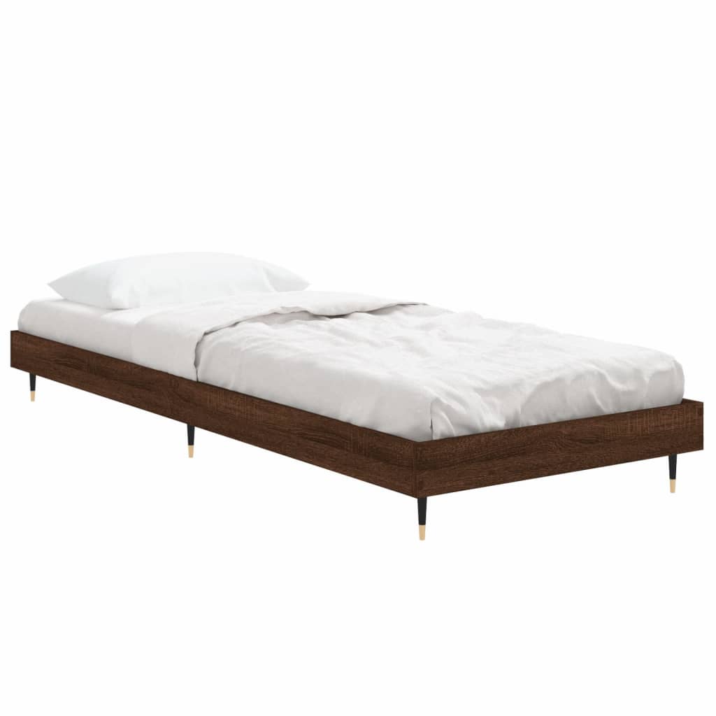 vidaXL Bedframe zonder matras bewerkt hout bruin eikenkleur 75x190 cm