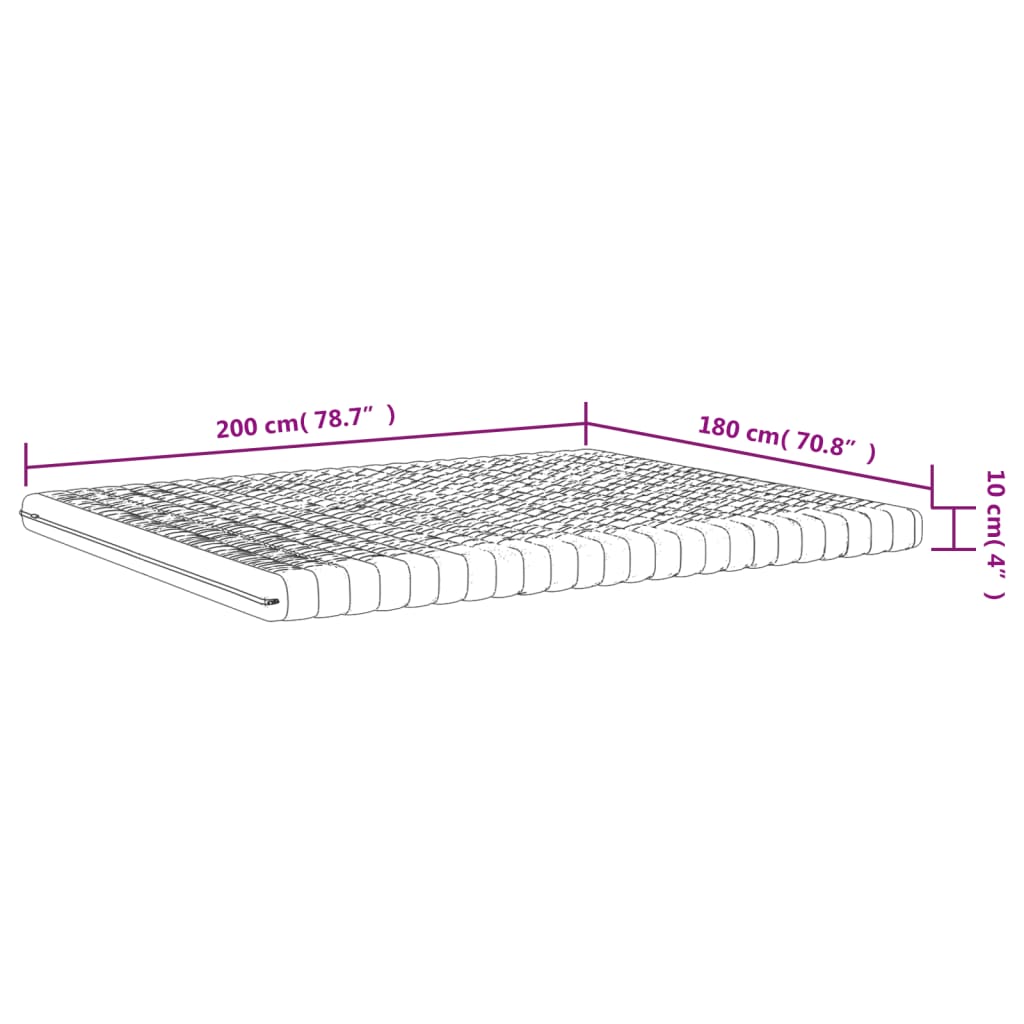 vidaXL Schuimmatras 7 zones hardheid 20 ILD 180x200 cm wit