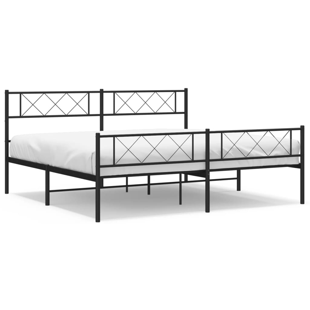 vidaXL Bedframe met hoofd- en voeteneinde metaal zwart 200x200 cm