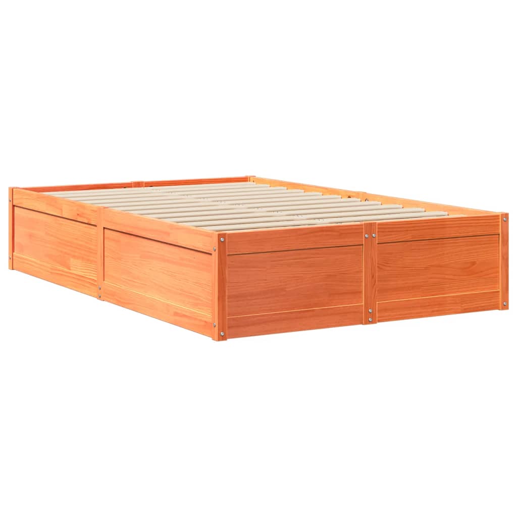 vidaXL Bed met matras massief grenenhout wasbruin 140x190 cm