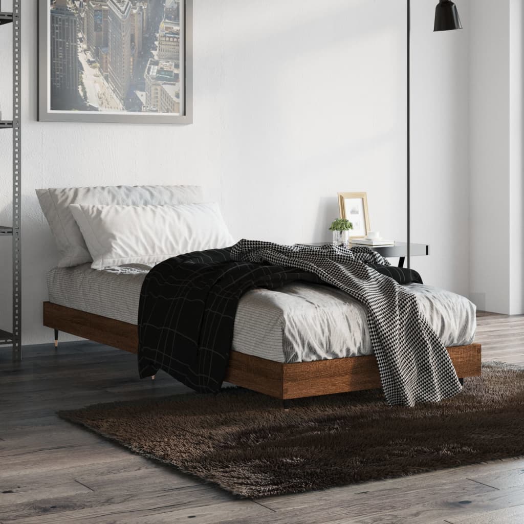 vidaXL Bedframe zonder matras bewerkt hout bruin eikenkleur 75x190 cm