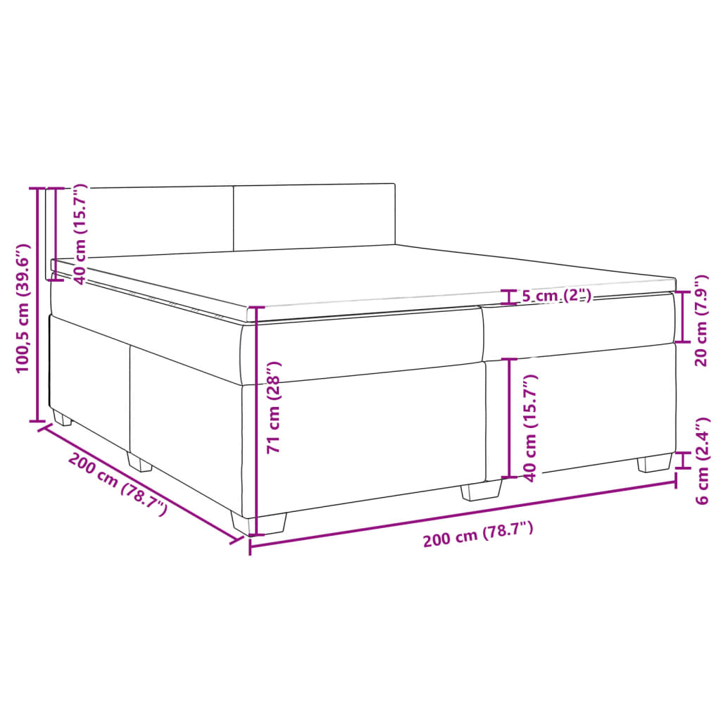 vidaXL Boxspring met matras stof donkerbruin 200x200 cm