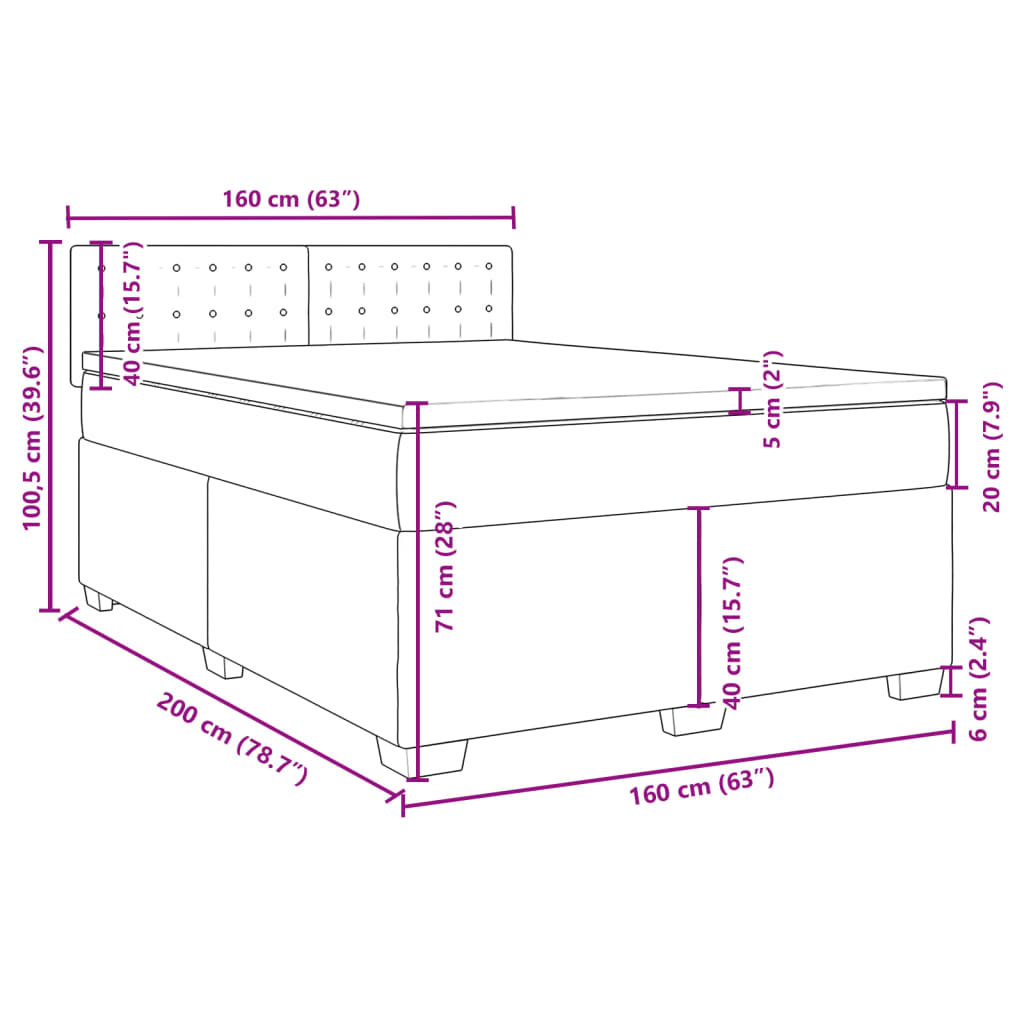 vidaXL Boxspring met matras fluweel donkergrijs 160x200 cm