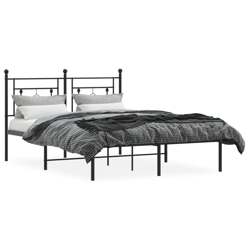 vidaXL Bedframe met hoofdbord metaal zwart 140x200 cm