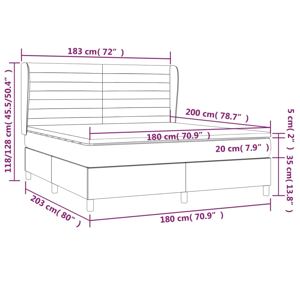 vidaXL Boxspring met matras fluweel lichtgrijs 180x200 cm