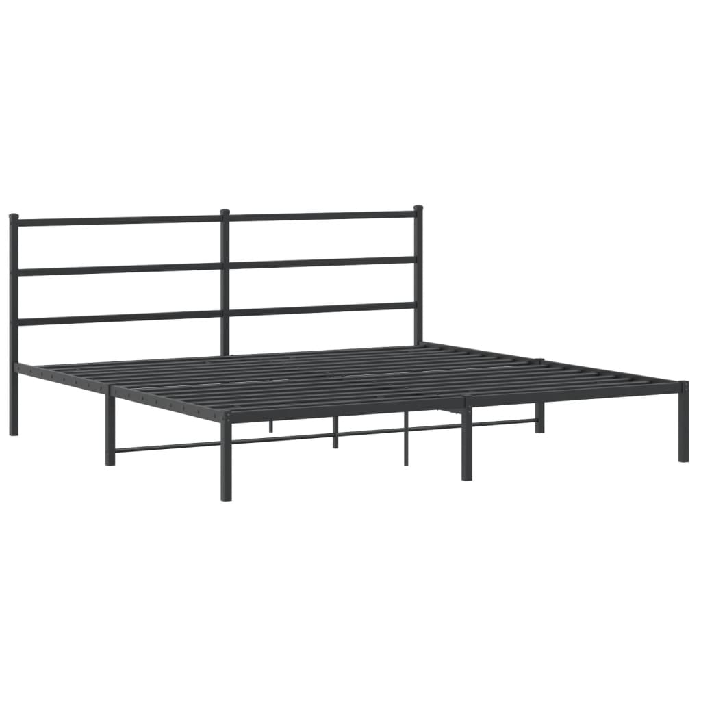 vidaXL Bedframe met hoofdbord metaal zwart 200x200 cm