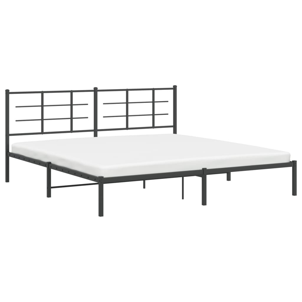 vidaXL Bedframe met hoofdbord metaal zwart 200x200 cm