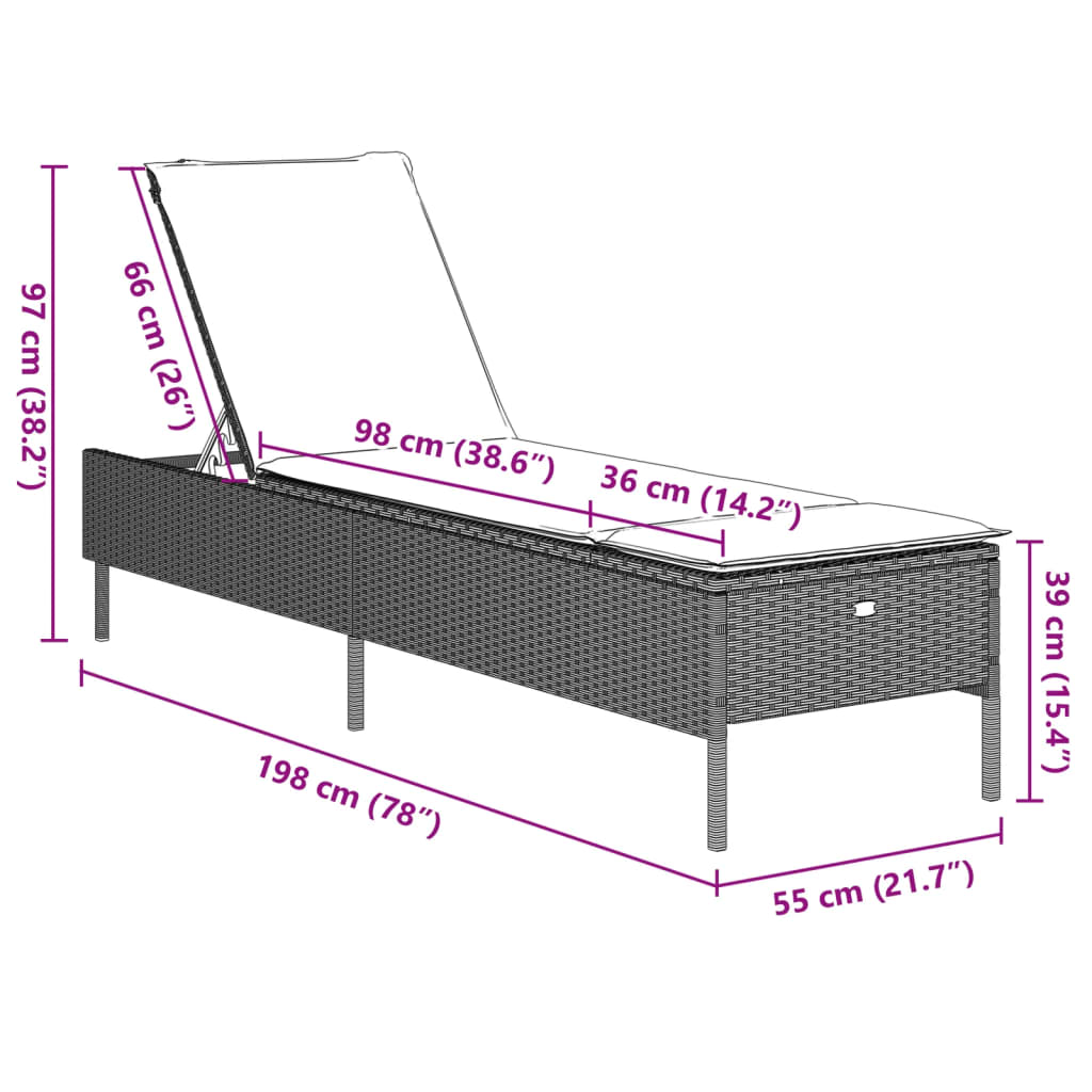 vidaXL 3-delige Ligbeddenset met kussens poly rattan lichtgrijs