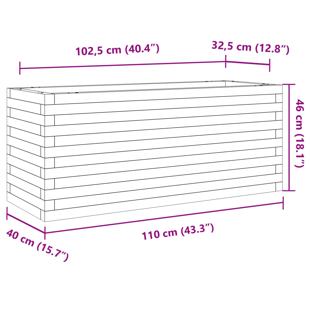 vidaXL Plantenbak 110x40x46 cm massief grenenhout wit