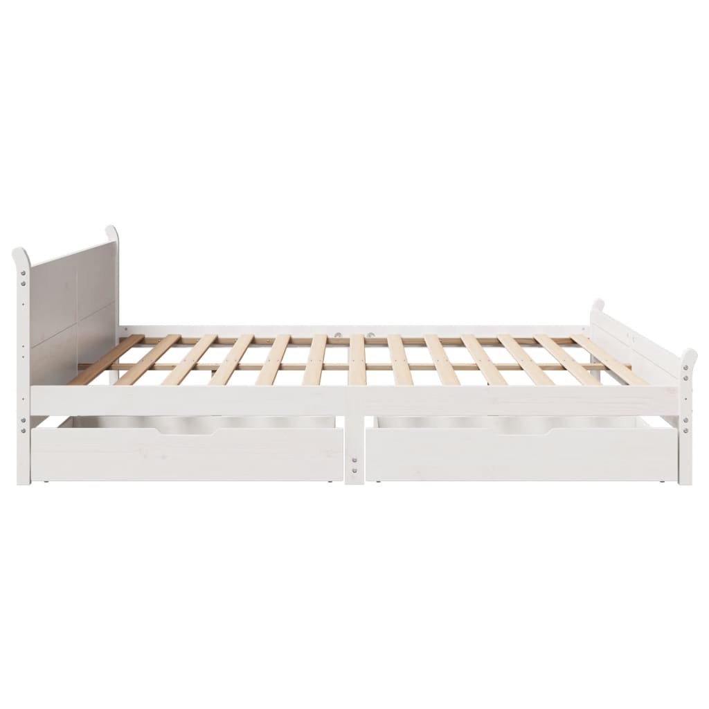 vidaXL Bedframe zonder matras massief grenenhout wit 180x200 cm