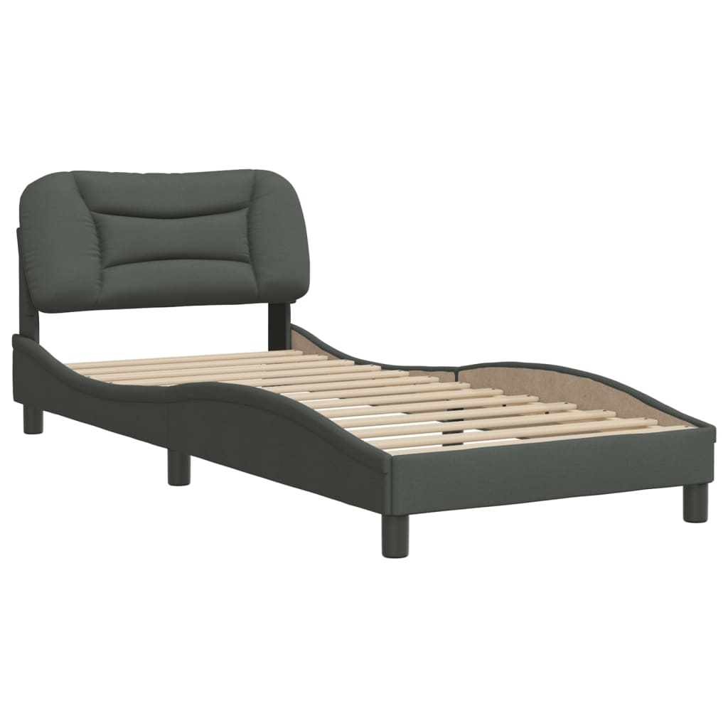 vidaXL Bedframe met hoofdbord stof donkergrijs 80x200 cm