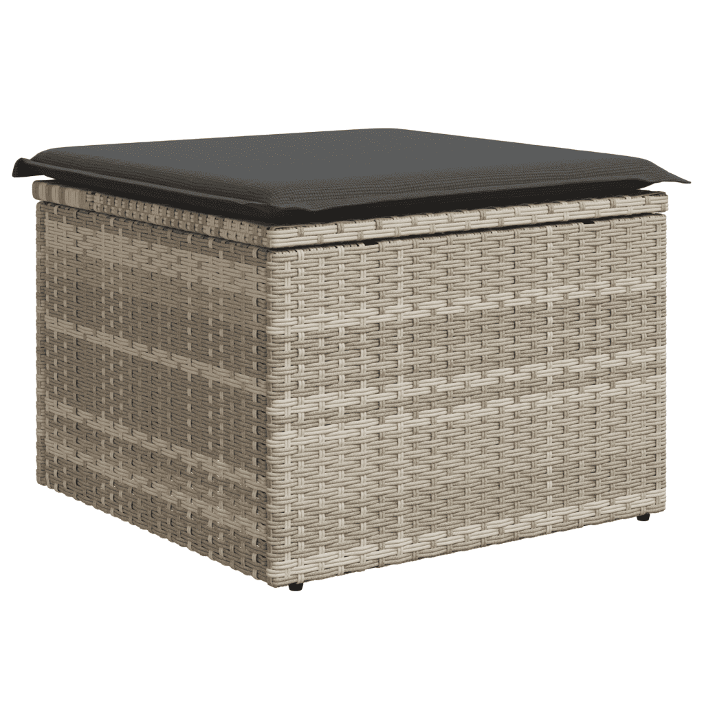 vidaXL 9-delige Loungeset met kussens poly rattan lichtgrijs