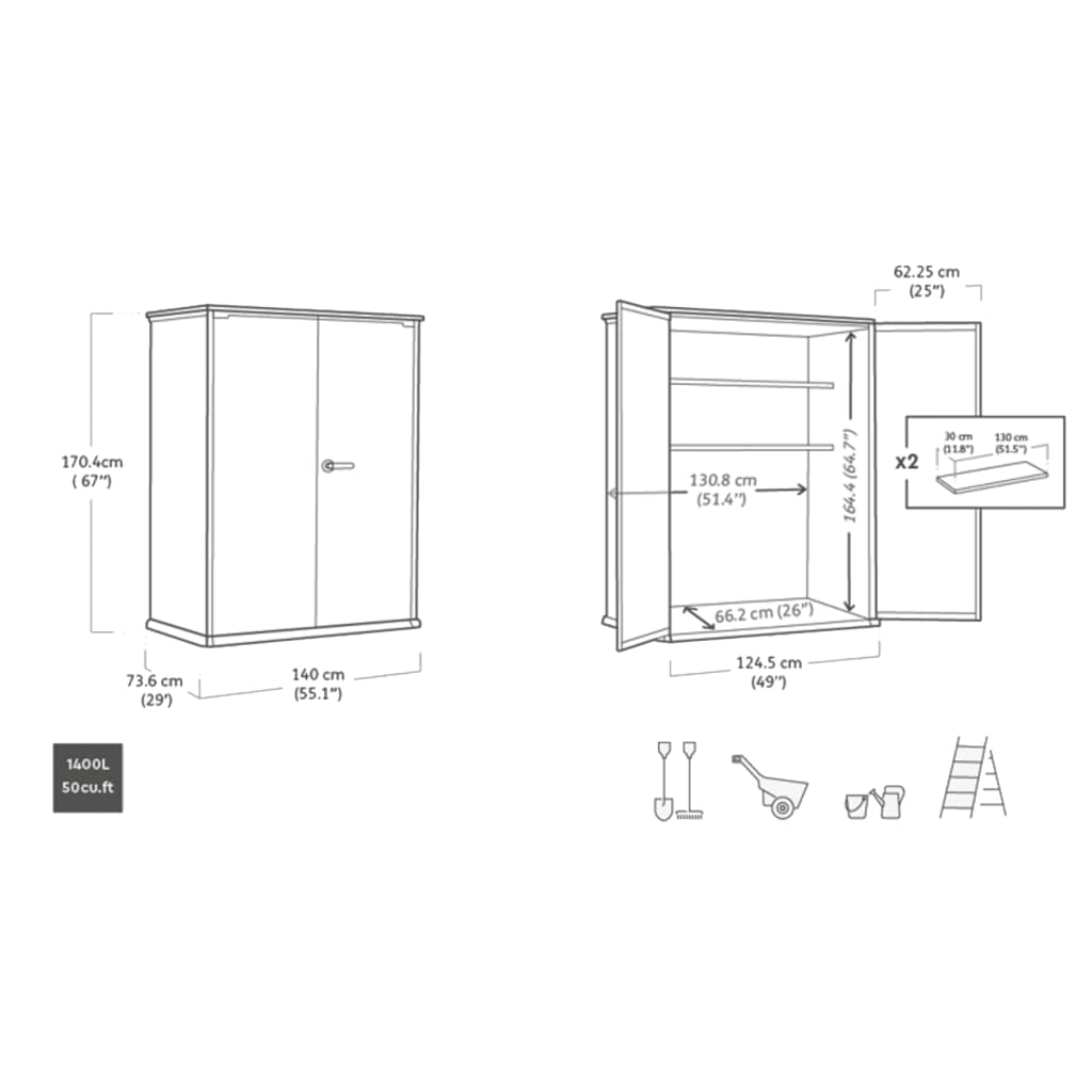 Keter Tuinschuur Cortina alto 1400 L grijs