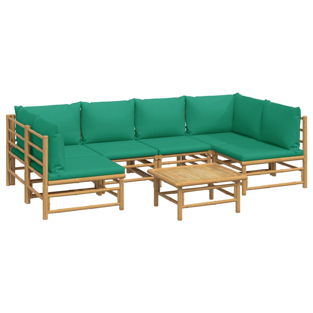 vidaXL 7-delige Loungeset met kussens bamboe groen