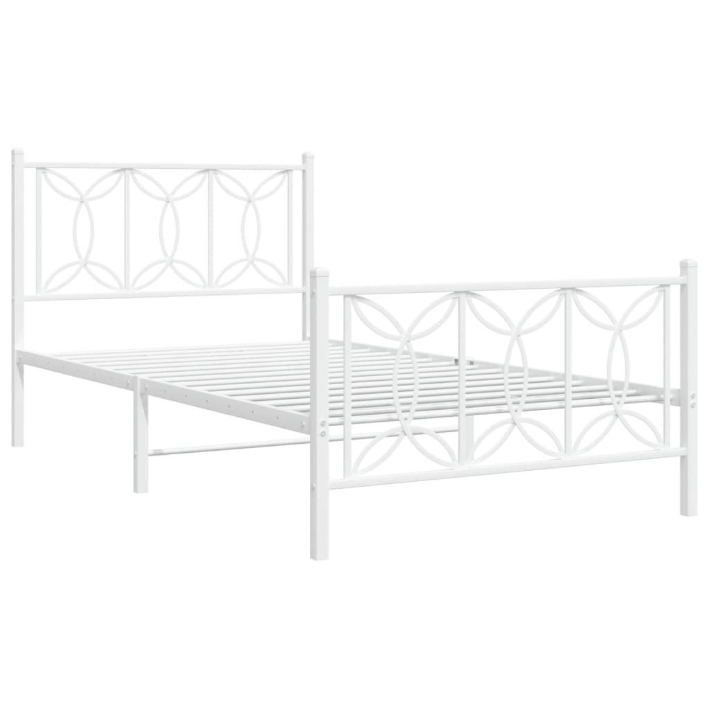 vidaXL Bedframe met hoofd- en voeteneinde metaal wit 100x200 cm