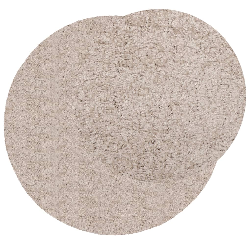 vidaXL Vloerkleed PAMPLONA shaggy hoogpolig modern Ø 200 cm beige