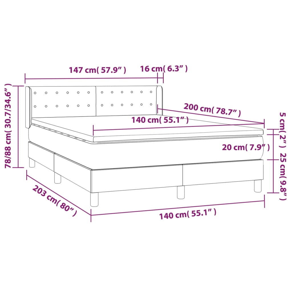 vidaXL Boxspring met matras kunstleer cappuccinokleurig 140x200 cm