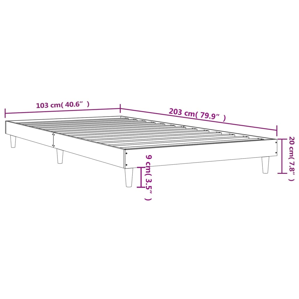 vidaXL Bedframe zonder matras hout sonoma eikenkleurig 100x200 cm