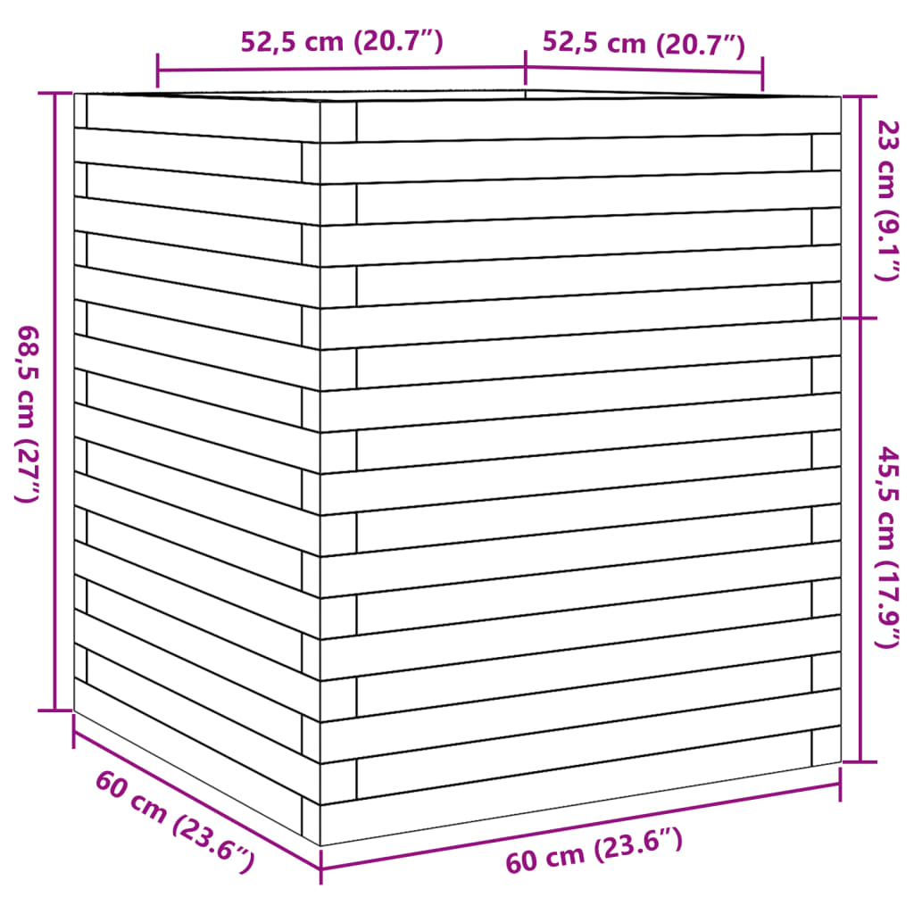 vidaXL Plantenbak 60x60x68,5 cm geïmpregneerd grenenhout