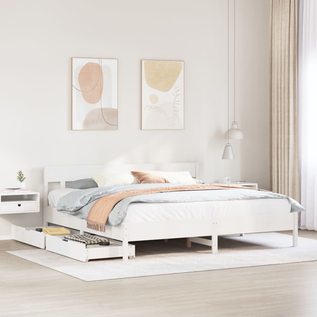 vidaXL Bedframe zonder matras massief grenenhout wit 180x200 cm