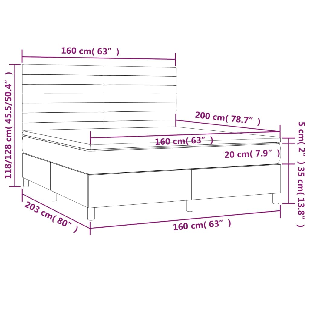 vidaXL Boxspring met matras fluweel donkerblauw 160x200 cm