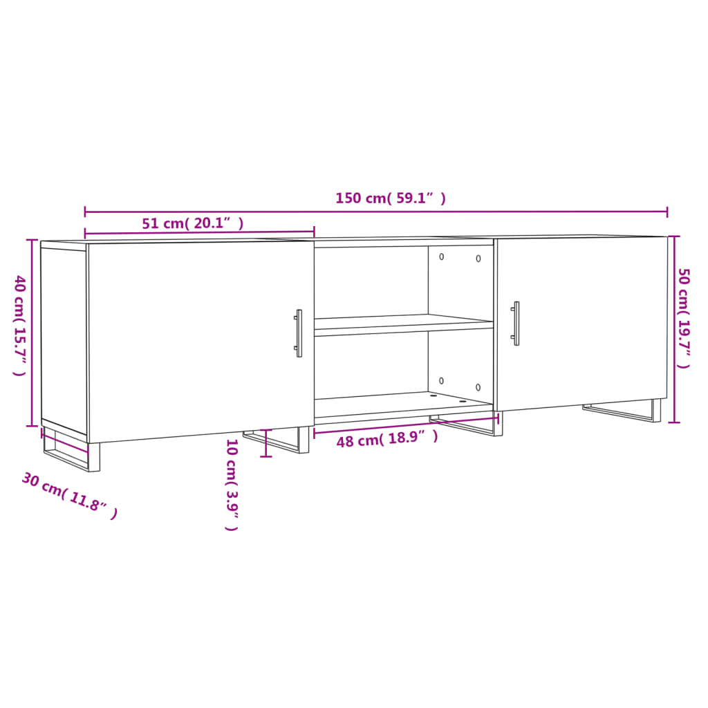 vidaXL Tv-meubel 150x30x50 cm bewerkt hout wit