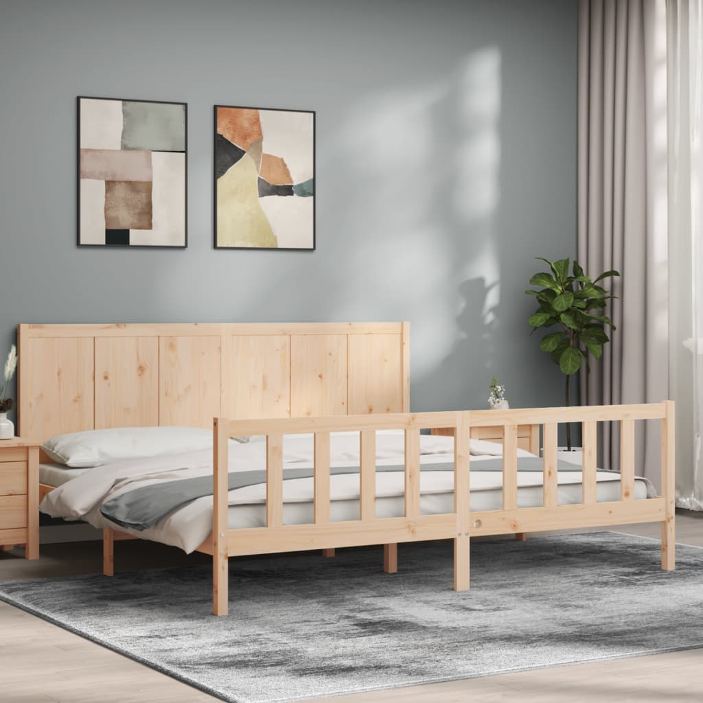 vidaXL Bedframe met hoofdbord massief hout