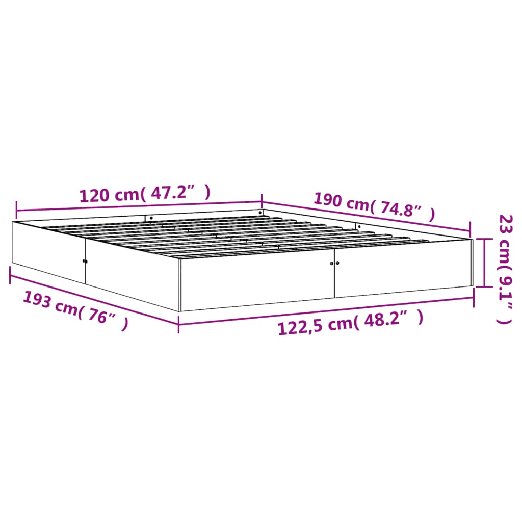 vidaXL Bedframe zonder matras massief grenenhout wasbruin 120x190 cm