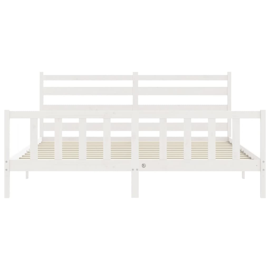 vidaXL Bedframe met hoofdbord massief hout wit 180x200 cm