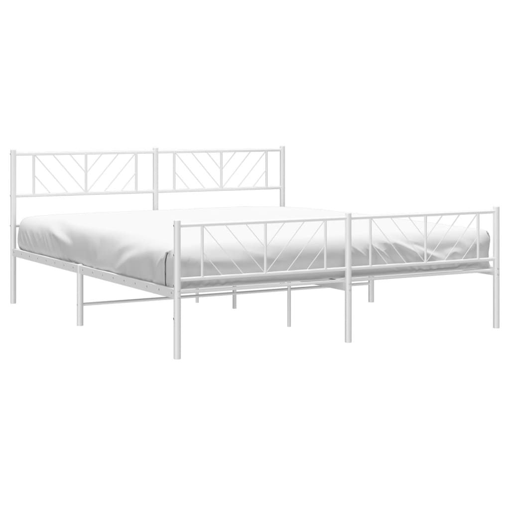 vidaXL Bedframe met hoofd- en voeteneinde metaal wit 193x203 cm