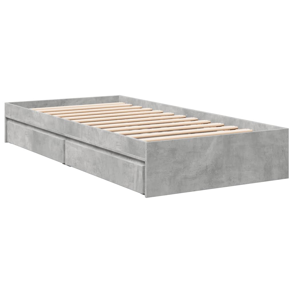 vidaXL Bedframe met lades bewerkt hout betongrijs 100x200 cm