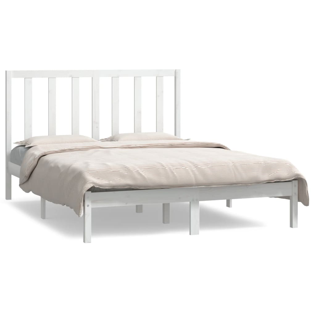 vidaXL Bedframe zonder matras massief grenenhout wit 140x190 cm