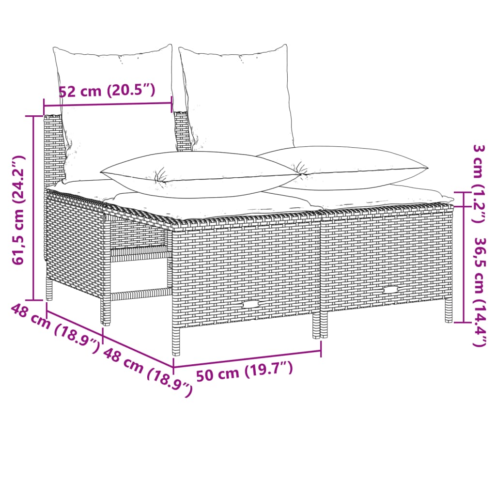 vidaXL 4-delige Loungeset met kussens poly rattan beige