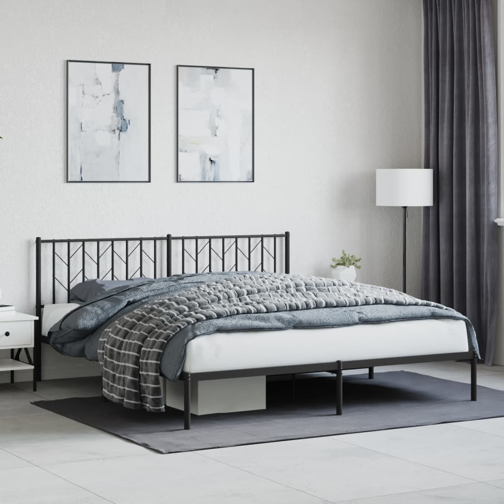 vidaXL Bedframe met hoofdbord metaal zwart 183x213 cm