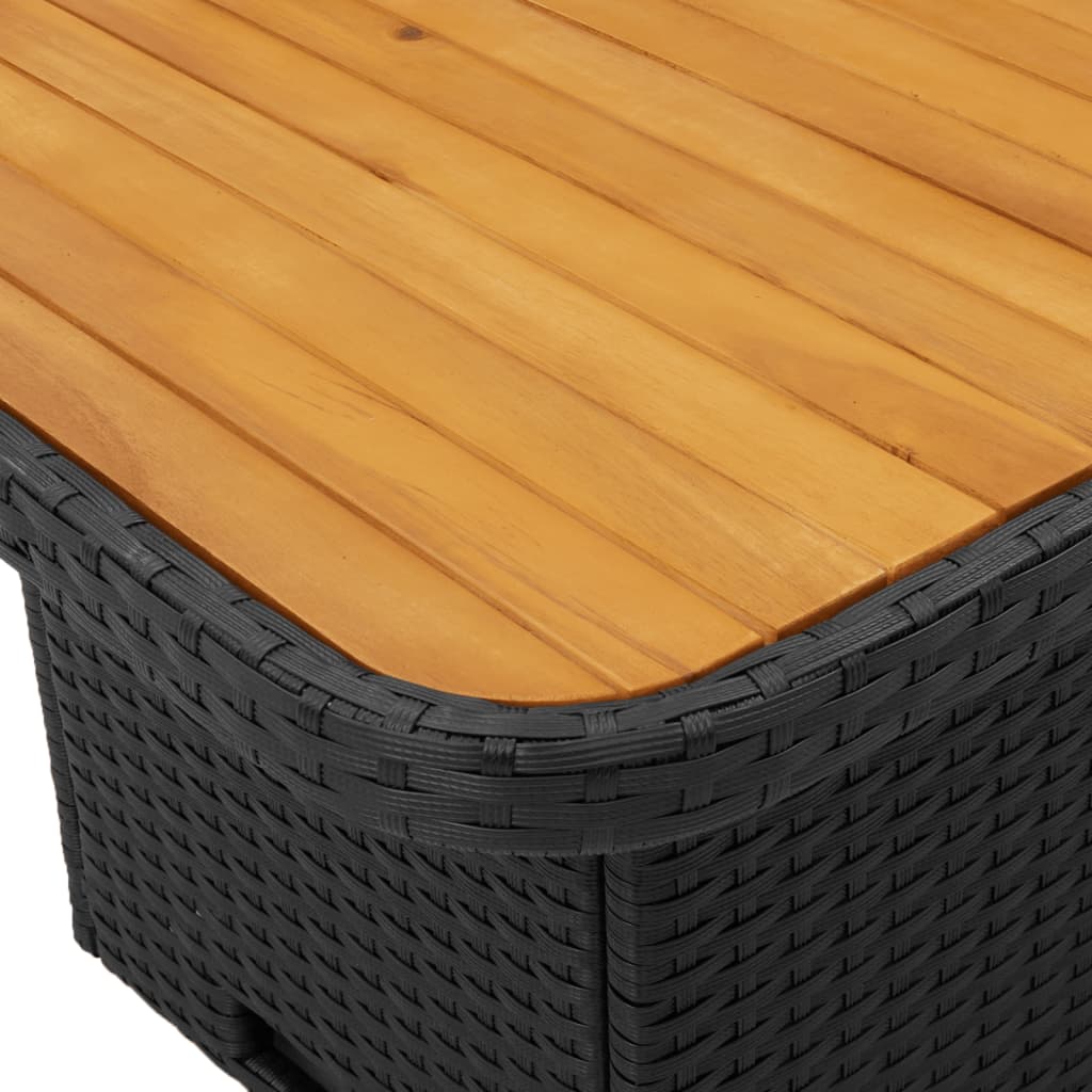 vidaXL Tuintafel 80x80x71 cm poly rattan en acaciahout zwart