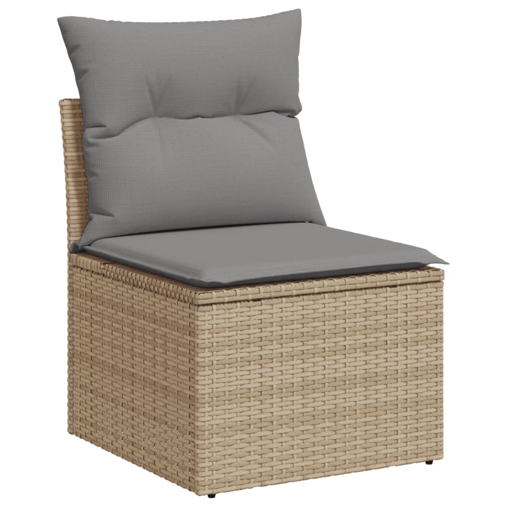 vidaXL 14-delige Loungeset met kussens poly rattan gemengd beige