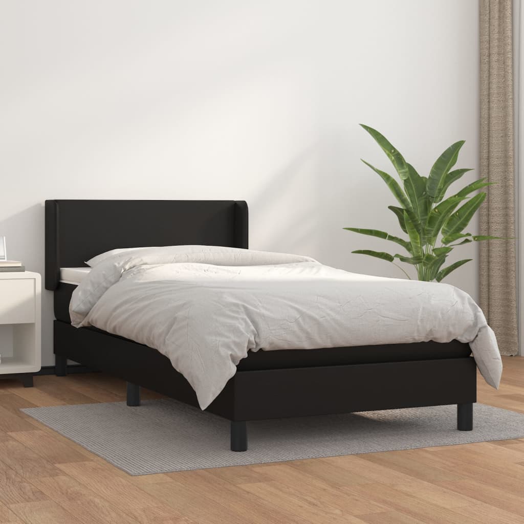 vidaXL Boxspring met matras kunstleer zwart 90x200 cm