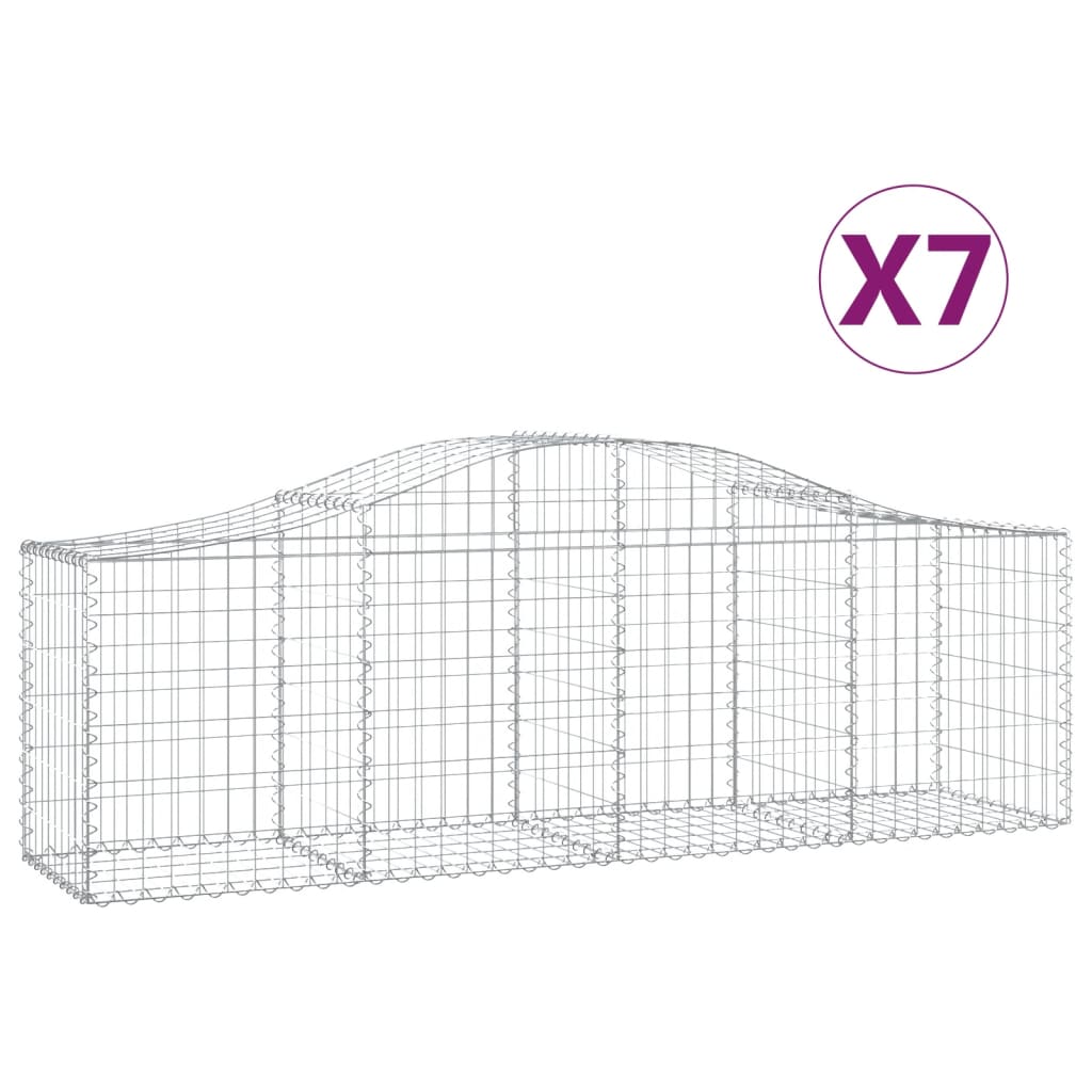 vidaXL Schanskorven 7 st gewelfd 200x50x60/80 cm gegalvaniseerd ijzer