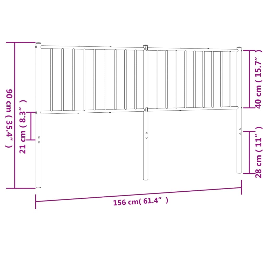 vidaXL Hoofdbord 150 cm metaal zwart