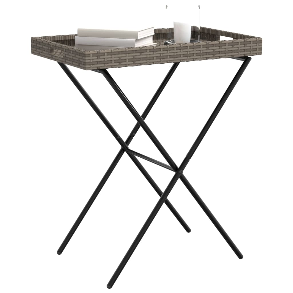 vidaXL Dienbladtafel inklapbaar 65x40x75 cm poly rattan grijs