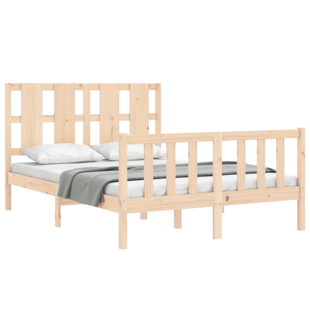 vidaXL Bedframe met hoofdbord massief hout 140x190 cm